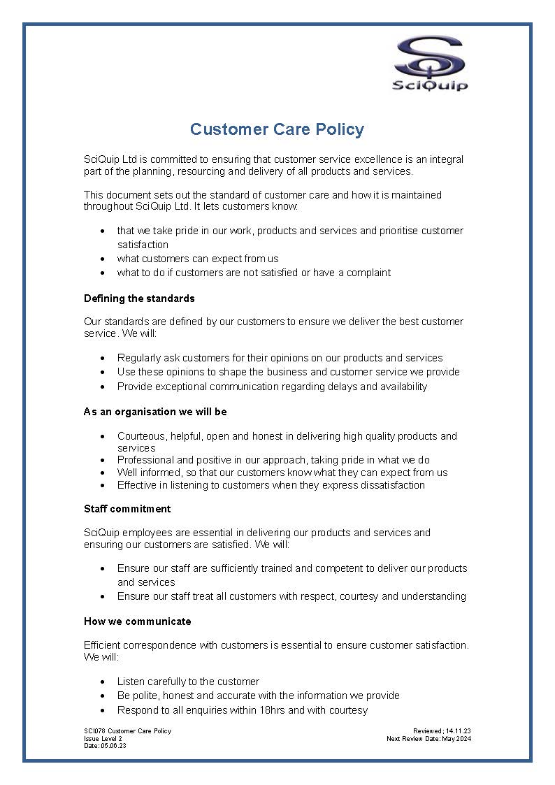 Customer Care Policy 