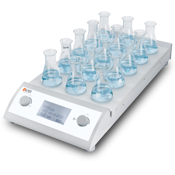 DLab 15-Channel Classic Magnetic Stirrer, stainless steel plate with silicone film
